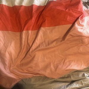 Full / queen orange white and tan duvet cover